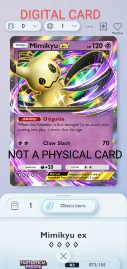 Mimikyu Pokemon Pocket Mobile Game Fantastical Parade Set ◇◇◇◇ Rare Card Trade - Image 1