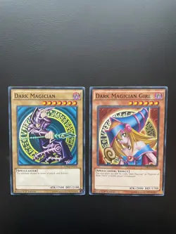 Yugioh Dark Magician LDK2-ENY10 + Dark Magician Girl LDK2-ENY11 1st Ed MP/HP - Image 1