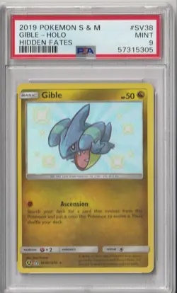 Pokemon 2019 Sun & Moon Hidden Fates Shiny Gible SV38 Holo PSA 9 MINT Card! - Image 1