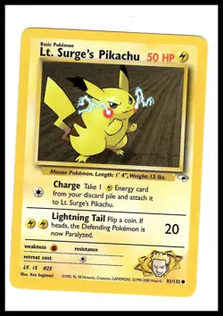 Lt. Surge's Pikachu - 81/132 - Pokemon Gym Heroes Unlimited Card WOTC - Image 1