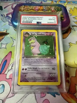 2000 Pokemon Team Rocket 1st Edition Holo Dark Slowbro #12 PSA 10 - Image 1