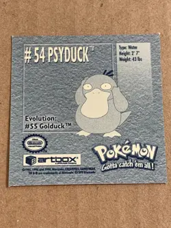 Pokemon 1999 Artbox Series 1 Stickers Psyduck 54. FREE SHIPPING! - Image 2