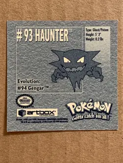 Pokemon 1999 Artbox Series 1 Stickers Haunter 93. - Image 2