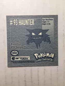 Pokemon 1999 Artbox Series 1 Stickers Haunter 93. - Image 4