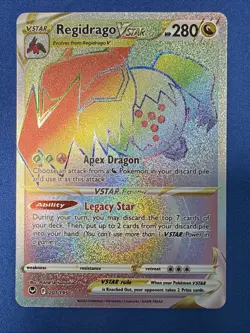 Pokemon TCG Regidrago VSTAR Silver Tempest Rainbow Secret Rare Card 201/195 NM - Image 1