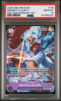 2025 ONE PIECE ENGLISH VERSION 2ND ANV SET #119 MONKEY D. LUFFY PSA 10 - Image 1
