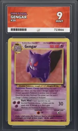 Gengar 1999 Fossil 20/62 ACE GRADED 9 MINT Pokemon Card - Image 1