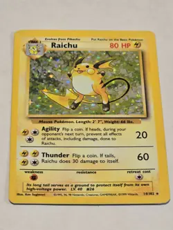 🔥 Pokemon TCG Raichu Base Set Holo Rare Card 14/102 Moderate Play! Looks Great! - Image 1