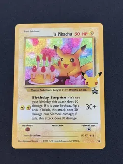 Birthday Pikachu Holo ! Celebrations Classics Collection! #24! Promo Card! - Image 3