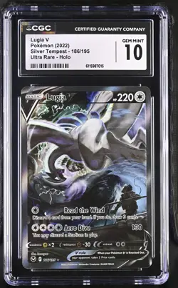 CGC 10 Lugia V 186/195 Ultra Rare Holo Silver Tempest Pokemon - Image 1