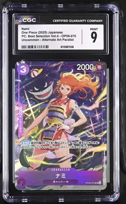 CGC 9 Nami Op09-070 Alternate Art Parallel One Piece Japanese - Image 1