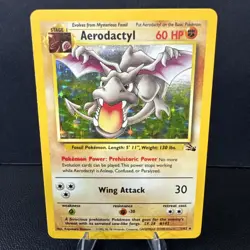 1999 Aerodactyl Fossil 1/62 Holo Rare Vintage Pokemon TCG Card MP - Image 1