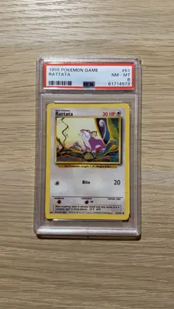 PSA 8 RATTATA - Pokemon Card (Unlimited) 1999 Base Set #61 WOTC NM-MT - Image 1