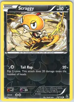 Scraggy 58/106 Common Flashfire Pokemon Reverse Holo NM - Image 1