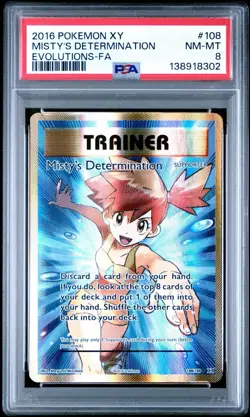2016 Pokemon XY Evolutions Misty's Determination Full Art 108/108 #108 PSA 8 - Image 1