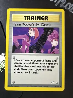 Team Rocket's Evil Deeds 103/105, 2002 Neo Destiny Pokemon TCG WotC Trainer, LP - Image 1