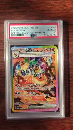 2025 POKEMON PRISMATIC EVOLUTIONS SPECIAL ILLUSTRATION RARE FLAREON EX PSA 10 - Image 1