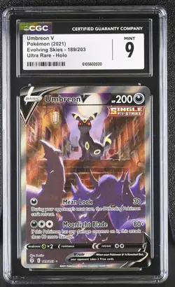 2021 Pokemon Umbreon V 189/203 Evolving Skies Holo Ultra Rare CGC 9 - Image 1