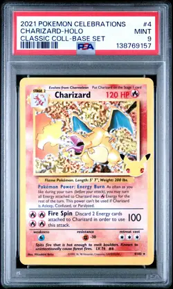 PSA 9 Charizard Holo 4 Celebrations Classic Collection Pokemon - Image 1
