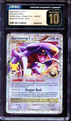 CGC 10 Pristine Garchomp C LV X 145/147 Celebrations Pokemon - Image 1