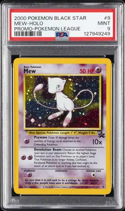 2000 POKEMON PROMO BLACK STAR POKEMON LEAGUE #9 MEW-HOLO PSA 9 - Image 1