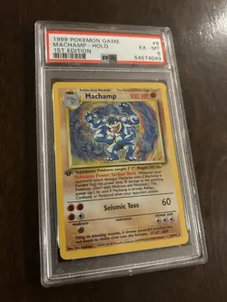 1999 Pokemon Game 1st Edition Holo #8 - MACHAMP PSA 6 - Image 1