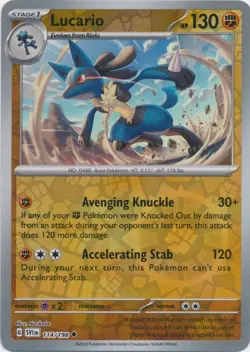 Reverse Holo Lucario 114/198 Uncommon Scarlet & Violet Base Set Pokemon TCG - Image 1