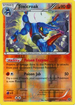 Reverse Holo Toxicroak 59/114 Rare XY - Steam Siege Pokemon TCG - Image 1
