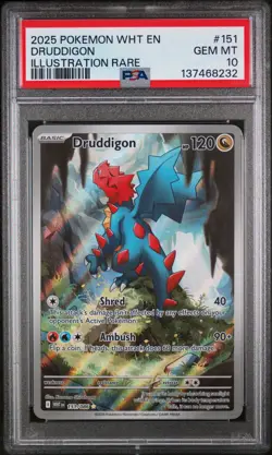 2025 Pokemon Wht En-White Flare #151 Druddigon PSA 10 - Image 1