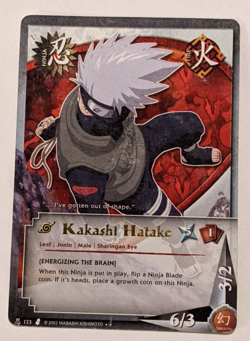 Kakashi Hatake 123 Gold Foil Text Shonen Jump's Naruto CCG Card - Image 1