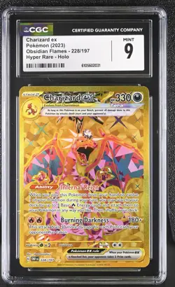 2023 Pokemon Charizard ex 228/197 SV03: Obsidian Flames Holo HR CGC 9 - Image 1