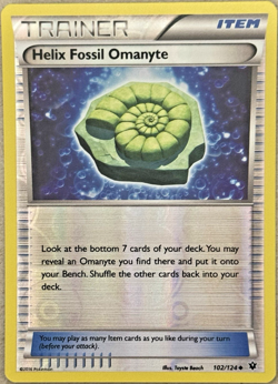Helix Fossil Omanyte Fates Collide 102/124 Reverse Holo Uncommon 2016 Pokemon NM - Image 1