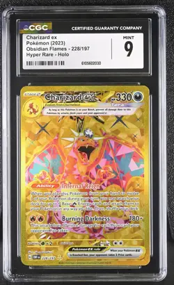 2023 Pokemon Charizard ex 228/197 SV03: Obsidian Flames Holo HR CGC 9 - Image 1