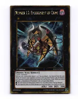 Number 13: Embodiment of Crime Gold Secret Rare Premium 1st Edition PGLD-EN023 - Image 1