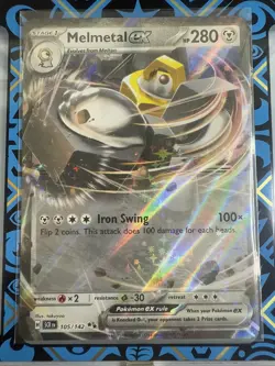 Melmetal EX 105/142 Double Rare Holo Stellar Crown SCR EN Pokemon Cards - Image 1