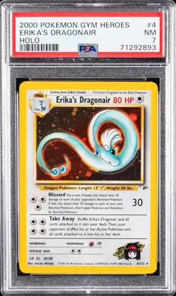 2000 POKEMON GYM HEROES HOLO #4 ERIKA'S DRAGONAIR PSA 7 - Image 1