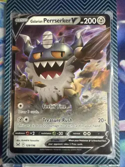 Pokemon TCG Galarian Perrserker V Sword & Shield - Lost Origin 129/196 Holo... - Image 1