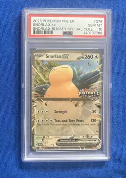 PSA GEM MINT 10- 2025 POKEMON PRE EN-PRISMATIC EVOLUTIONS 076 SNORLAX ex - Image 1