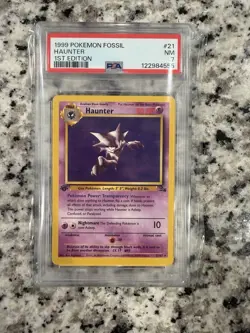 PSA 7 MINT 1999 POKEMON FOSSIL 21 HAUNTER 1ST EDITION ENGLISH - Image 1