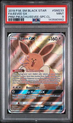 Pokemon 2019 SM Black Star Promo #SM233 Eevee GX Full Art PSA 9 - Image 1