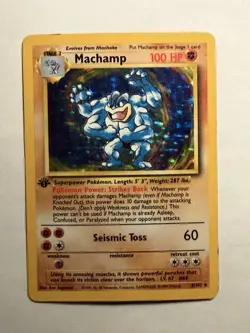 Pokemon 1st Edition Machamp Base Set 8/102 Holo Rare - Image 1