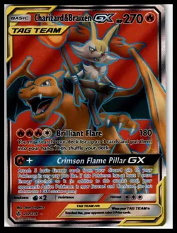Charizard & Braixen GX Pokemon TCG Full Art Card 212/236 Cosmic Eclipse NM/MT - Image 1