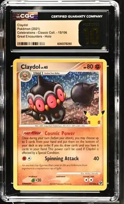✨ CGC 10 Pristine Claydol 15/106 Celebrations Great Encounters Holo Pokemon Card - Image 1