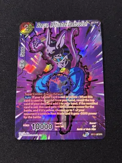 Dragon Ball Super Card Game Beerus Motivated Destruction SPR Foil Card BT17-134 - Image 1