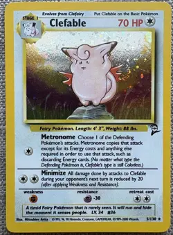 Pokemon TCG Clefable Holo Rare Card Base Set 2,5/130 LP - Image 1
