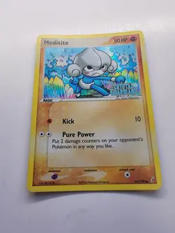 Pokemon TCG Meditite 56/100 Reverse Holo Stamped Common Crystal Guardian Light P - Image 1