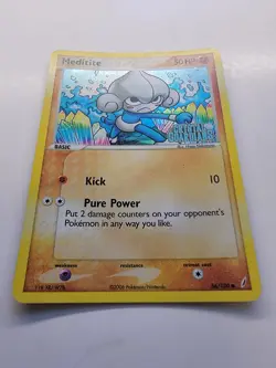 Pokemon TCG Meditite 56/100 Reverse Holo Stamped Common Crystal Guardian Light P - Image 2