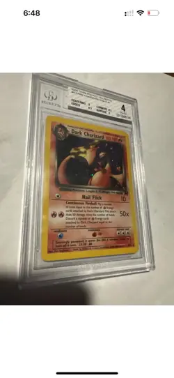 Pokemon Dark Charizard 4/82 Team Rocket Rare Holo bgs 4 LOW POP Rare - Image 2
