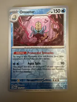 Pokemon Card Omastar Scarlet & Violet 151 Reverse Holo Rare 139/165 Near Mint - Image 1