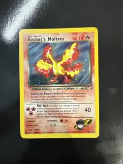 Pokemon NM TCG Rockets Moltres Holo Rare Card 12/132 Gym Heroes - Image 1